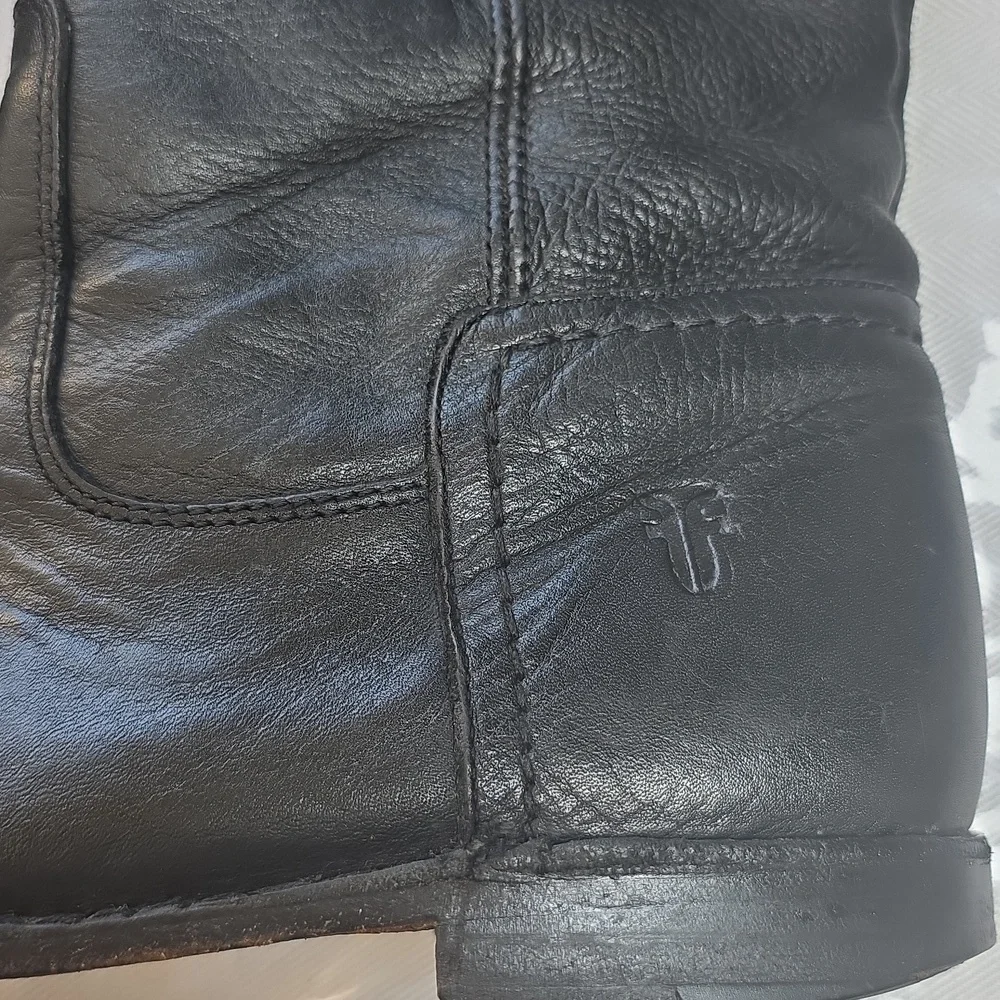 Frye Black Leather Knee-High Boots with Buckle 7.5‎